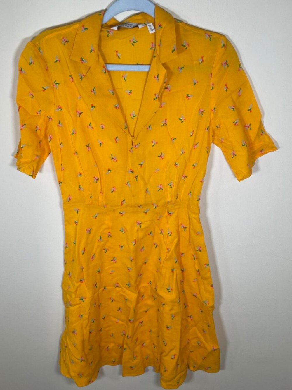 Paris Atelier & Other Stories Printed Marigold Yellow Short Sleeve Mini Dress